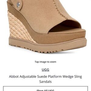 UGG Abbot Suede Wedge Sling Sandals - Tan